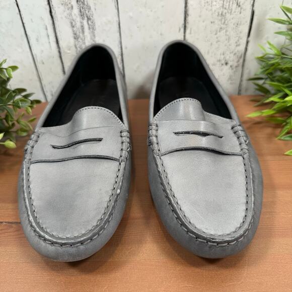 M. GEMI Women's The Pastoso Grey Leather Penny Loafers Size 36.5 US 6.5 - Picture 3 of 10